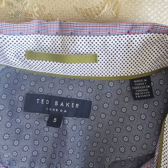 Ted Baker Button Down Short Sleeve Shirt Size 5 Purple With Dots EUC - Picture 7 of 8